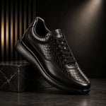 FERRUCCIO PYTHON- Black Leather Sneakers