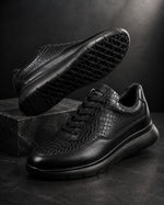 FERRUCCIO PYTHON- Black Leather Sneakers