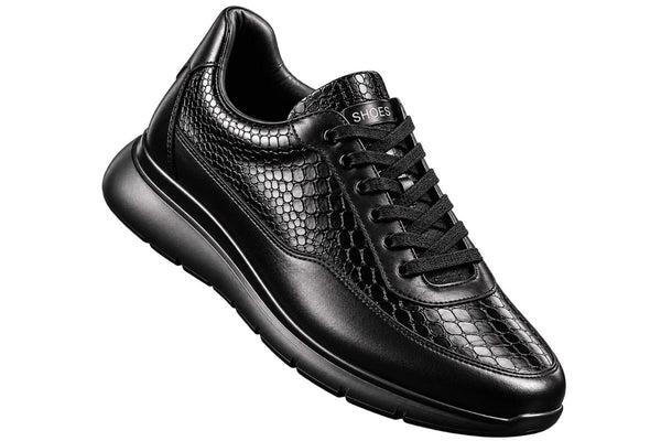 FERRUCCIO PYTHON- Black Leather Sneakers